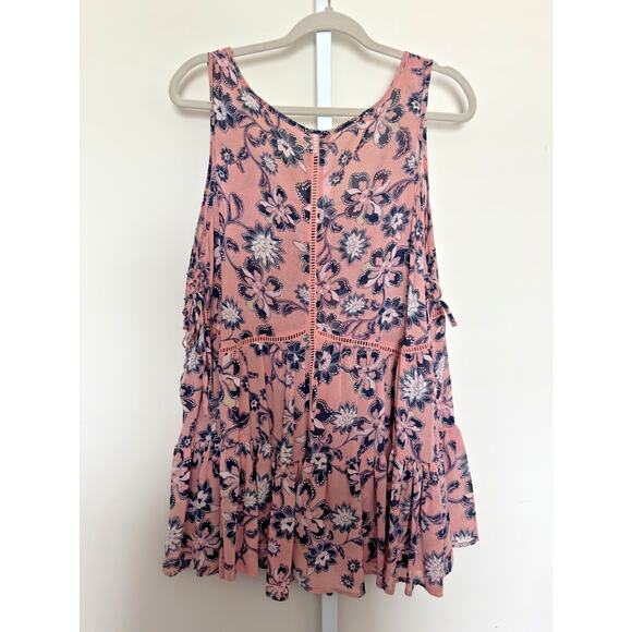 Torrid Sheer Lace Tiered Babydoll Tunic Tank Top Pink/Black Boho Women's Size 0 - Picture 6 of 7